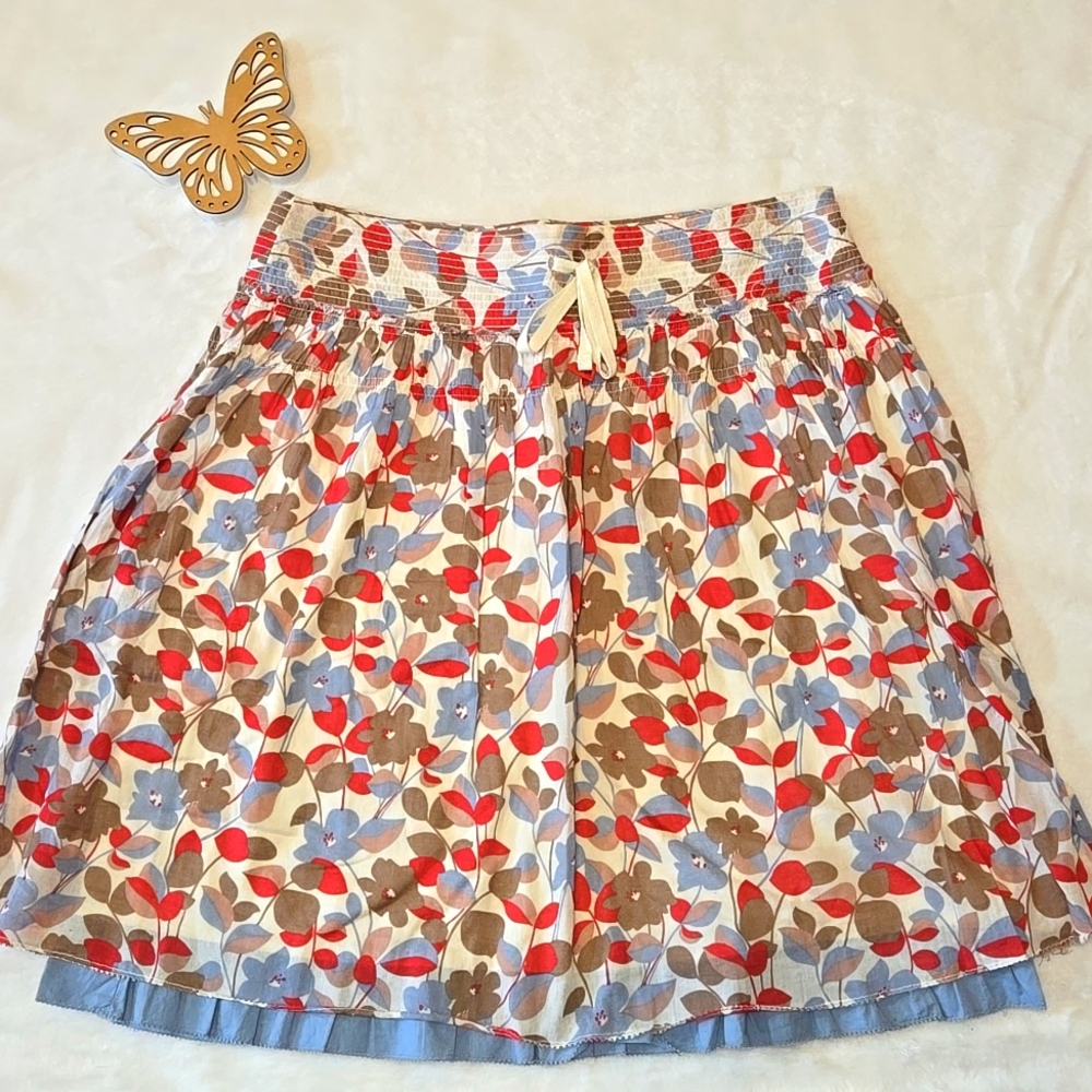 American Eagle Outfitters Floral Skirt - Red, Blue, Brown